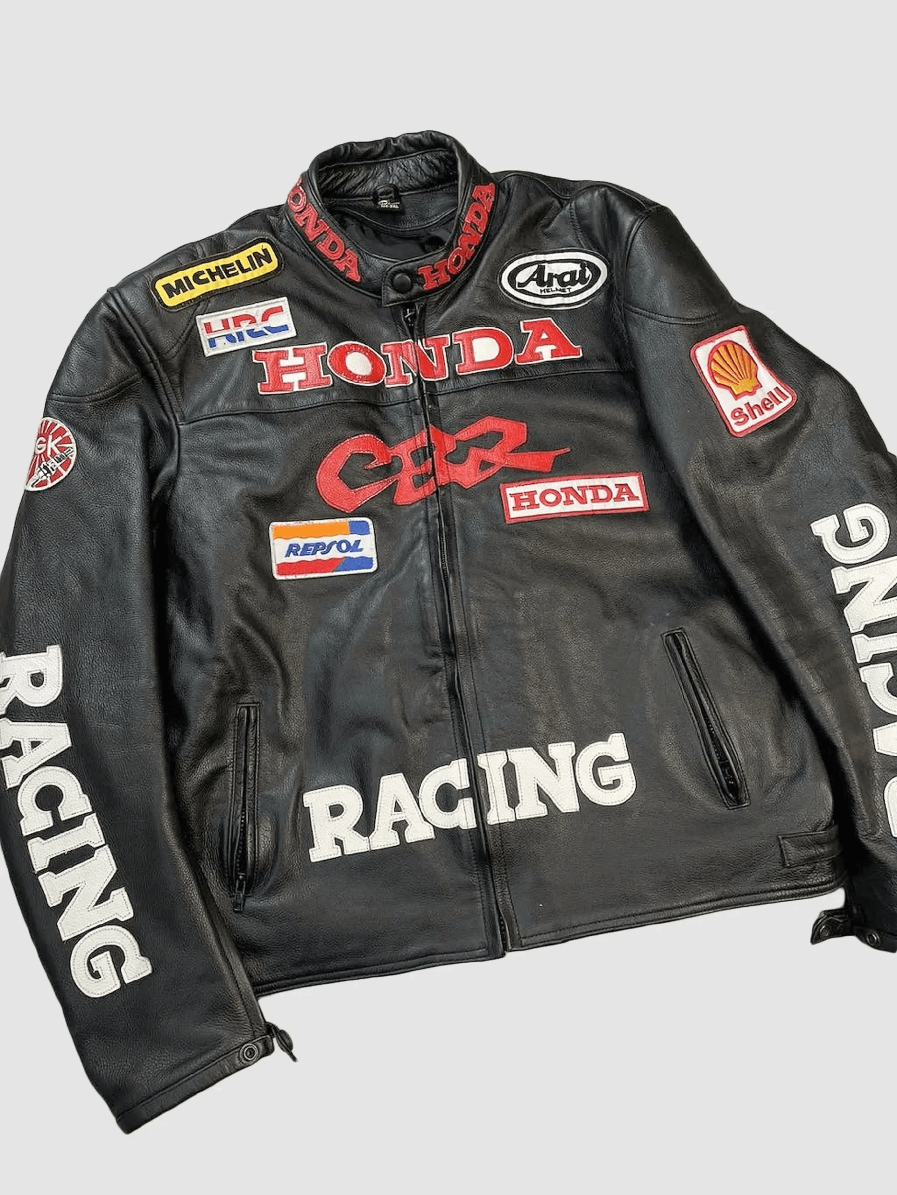 Honda CBR Racing Black Motorbike Leather Jacket