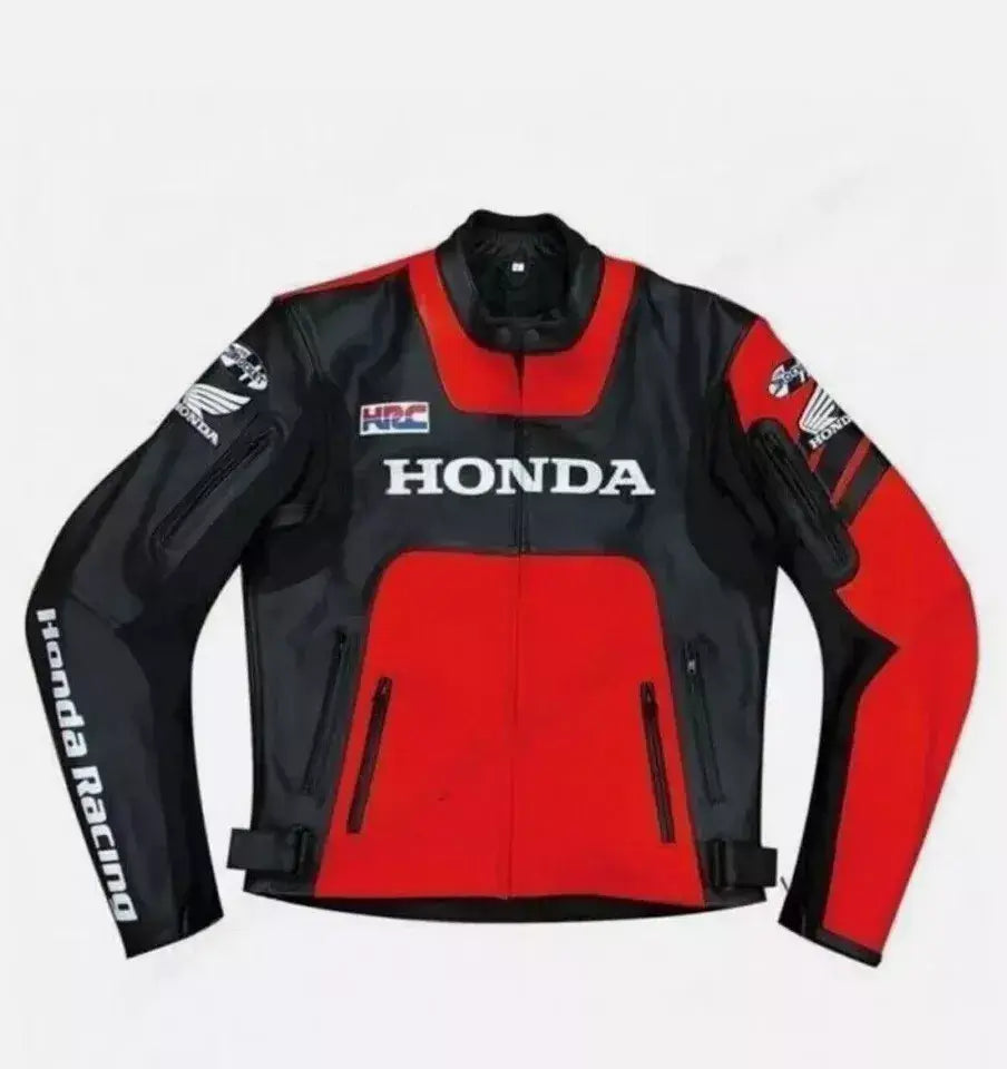 Honda Racing Motorcycle Riding Gear Genuine Cowhide Leather Jacket