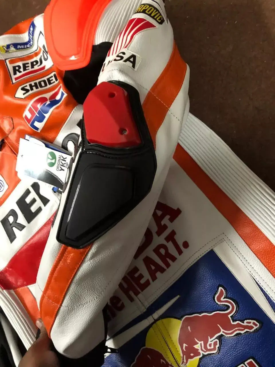 Honda Repsol Motorbike Racing CE Armored Genuine Cowhide Leather Biker Jacket