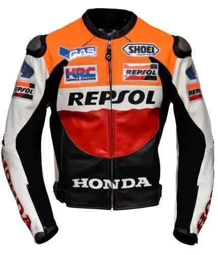 Honda Repsol Racing Motorcycle Biker Leather Jacket