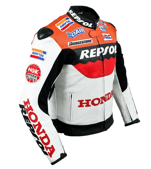 Honda Repsol Racing Motorcycle Cowhide Leather Biker Jacket