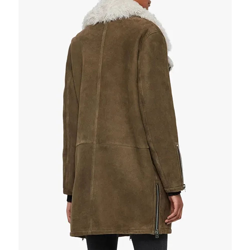 Janet Shearling Longline Aviator Coat