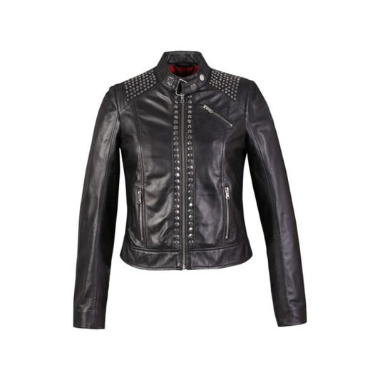 Jesse Women High Fashion Studded Motorcycle Leather Jacket