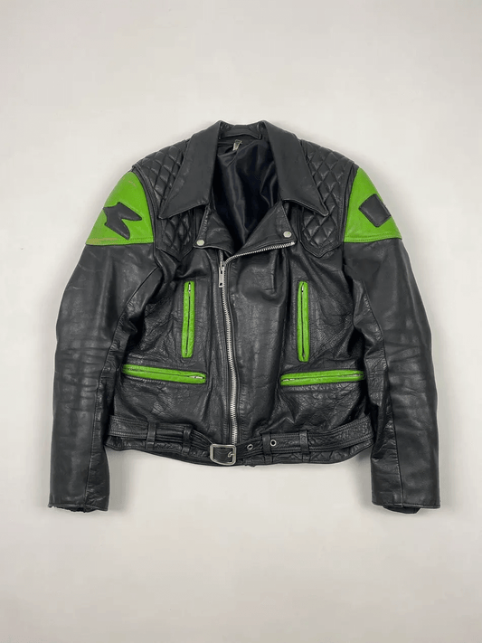 Kawasaki Black Motorcycle Leather Biker Jacket