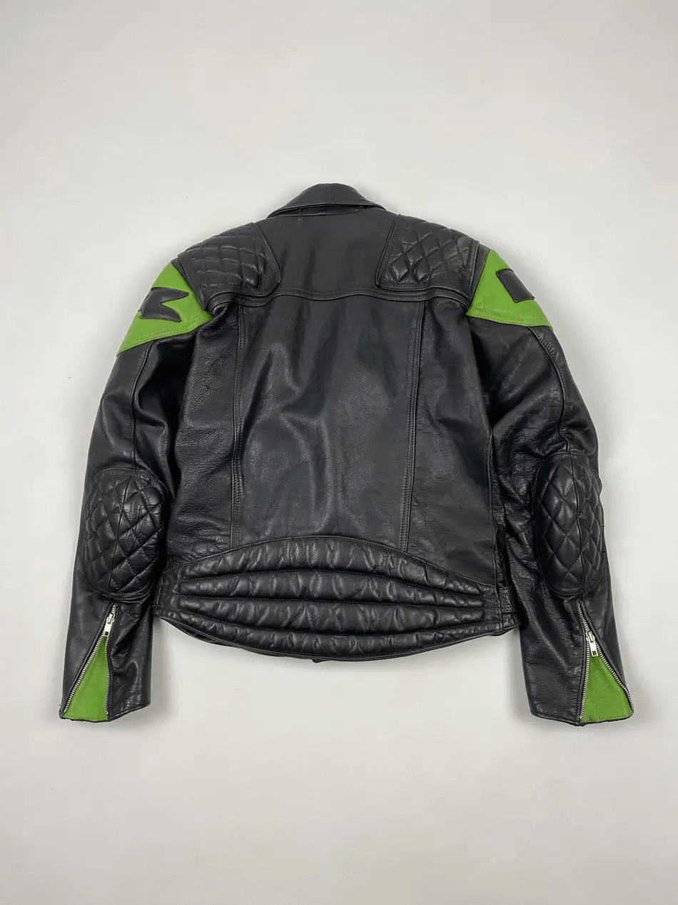 Kawasaki Black Motorcycle Leather Biker Jacket
