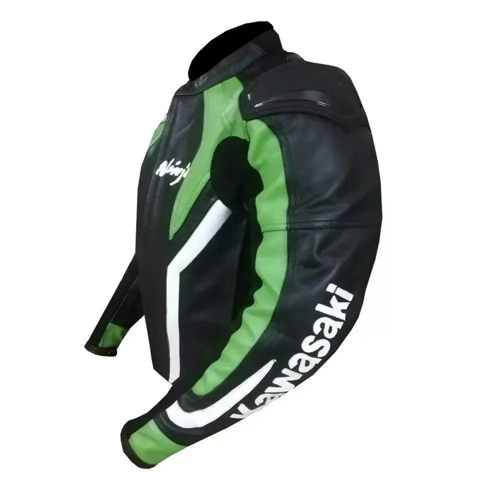 Kawasaki Green Motorcycle Biker Riding Gear Leather Jacket