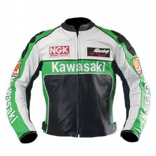 Kawasaki Motorbike Racing Gear Leather Biker Jacket