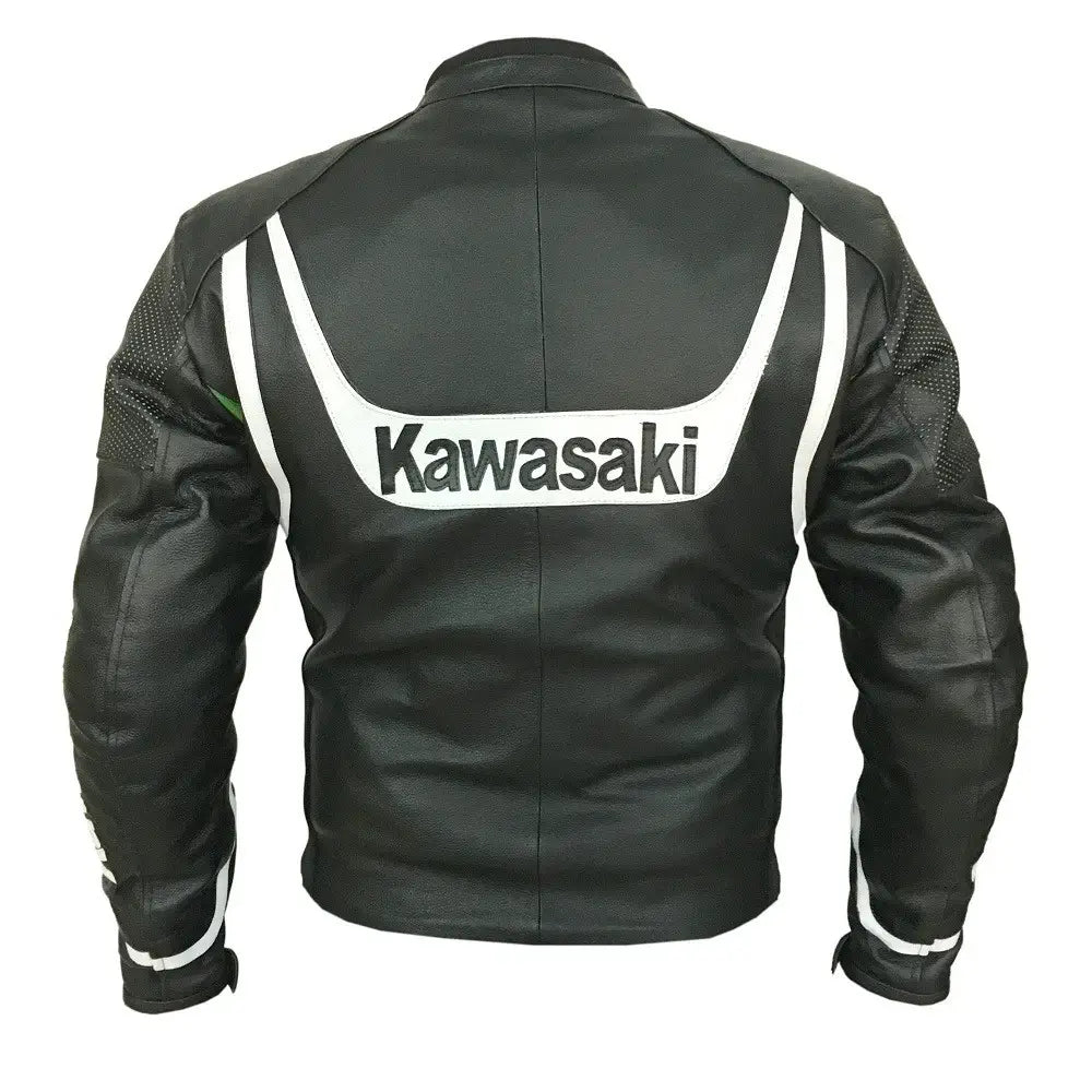Kawasaki Motorcycle Black Racing Leather Jacket For Sale