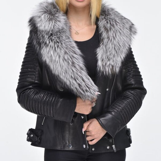 Ladies Lambskin Silver Jacket