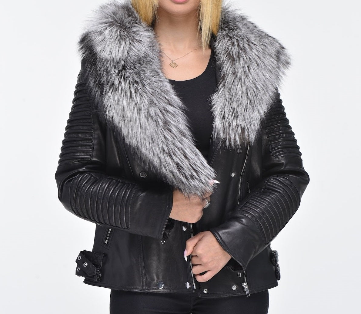 Ladies Lambskin Silver Jacket