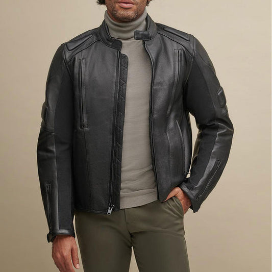 Purchase Best 100%High Quality Men Black Leather Performance Rider Biker Jacket