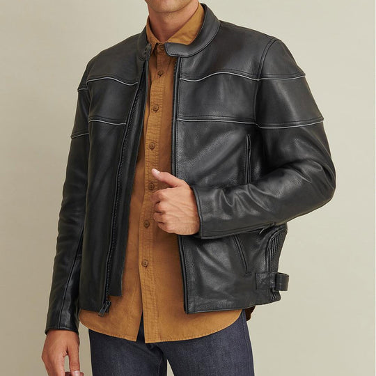 Purchase Best 100%High Quality Mens Black Leather Rider Jacket with Thinsulate™ Lining