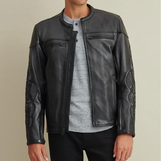 Purchase Best 100%High Quality Mens Black Leather Rider Jacket