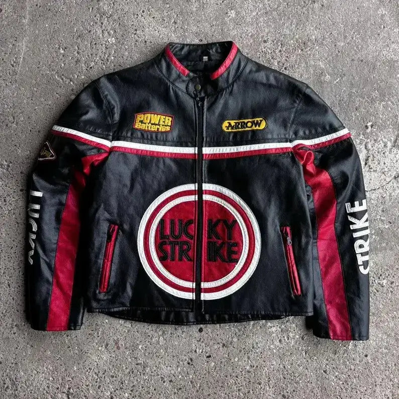 Lucky Strike Black Motorcycle Leather Jacket