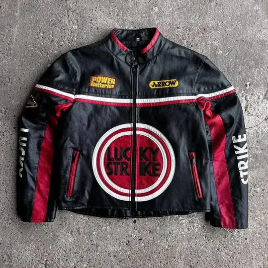 Lucky Strike Black Motorcycle Leather Jacket