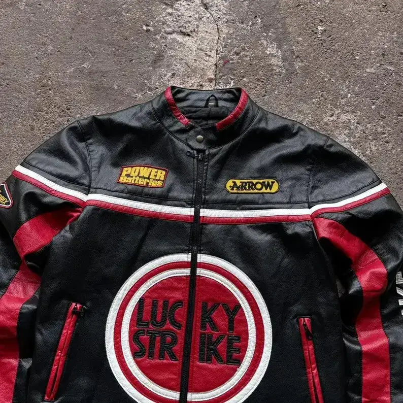Lucky Strike Black Motorcycle Leather Jacket