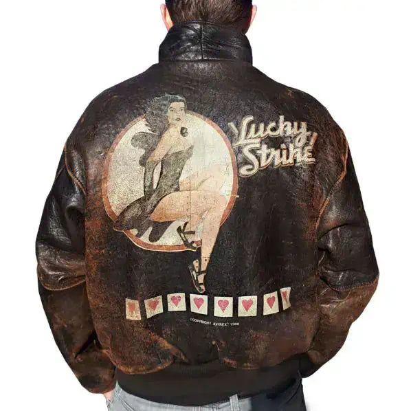 Lucky Strike Brown Vintage Leather Aviator Jacket