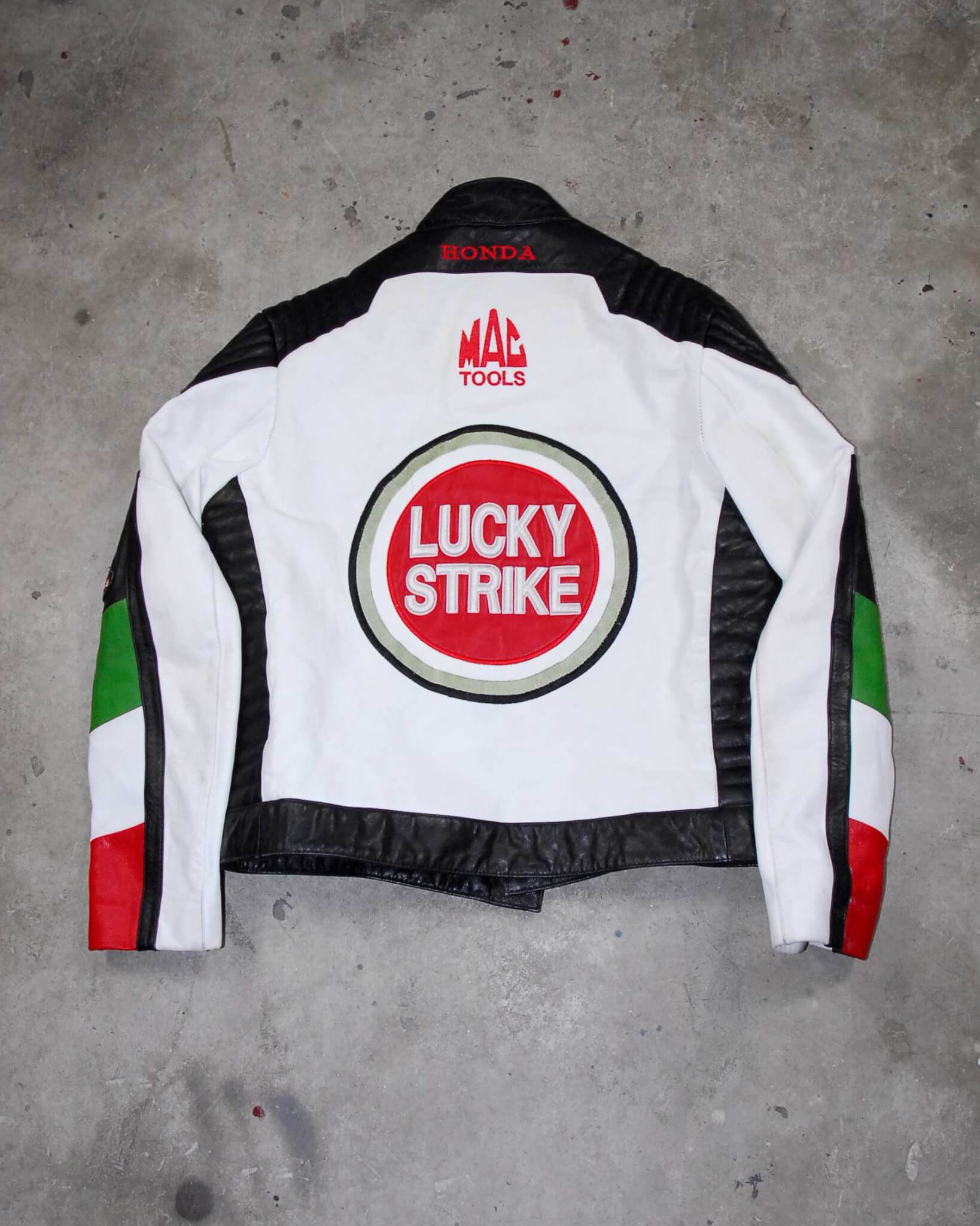 Lucky Strike Honda Racing Motorcycle Riding Gear Cowhide Leather Jacket