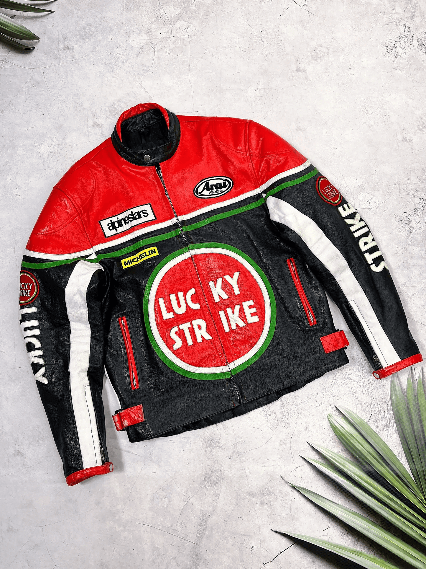Lucky Strike Motorcycle Racing Leather Jacket