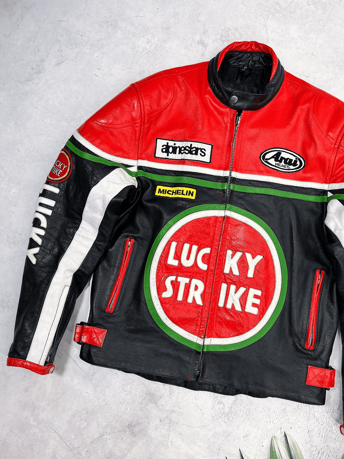Lucky Strike Motorcycle Racing Leather Jacket