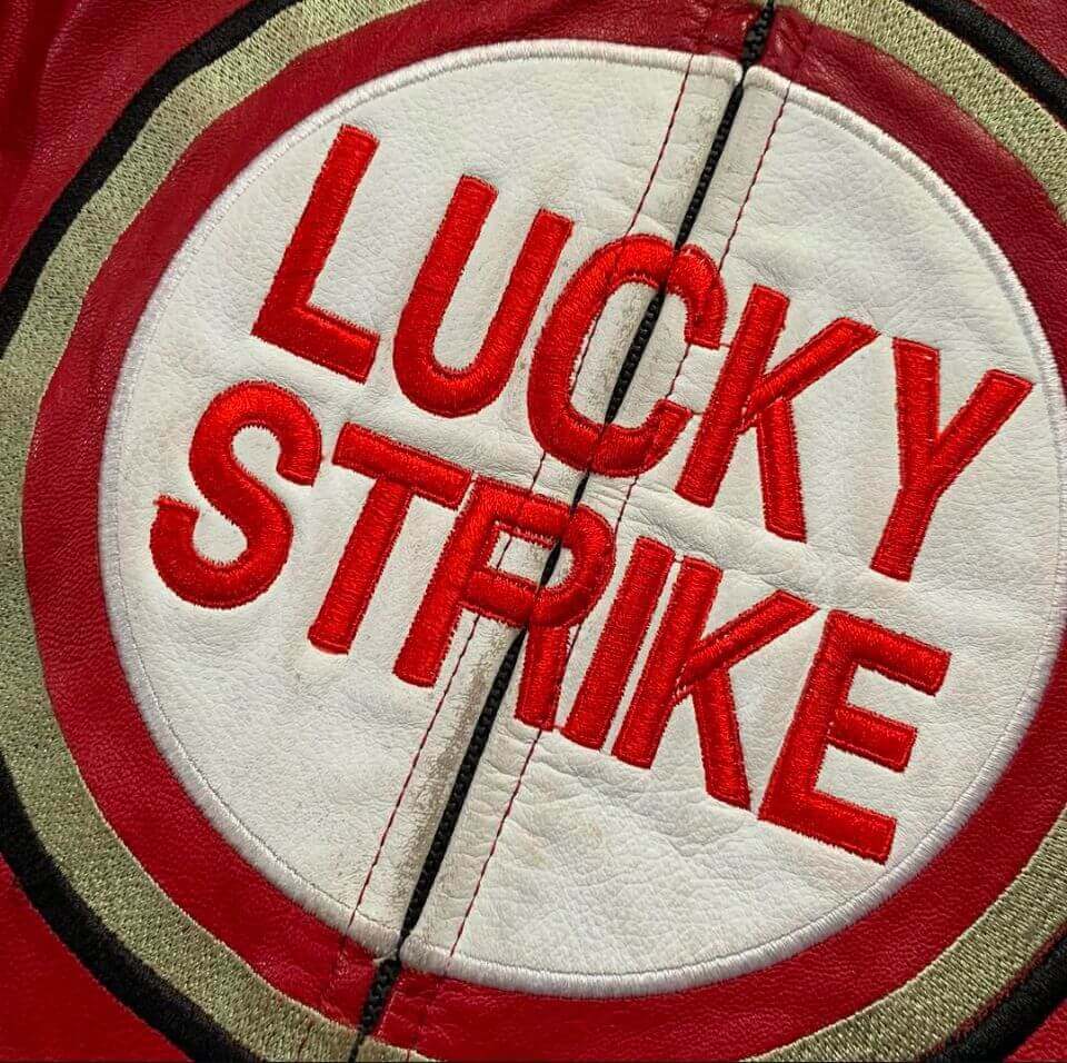 Lucky Strike New Style Vintage Red & Black Racing Cowhide Leather Jacket