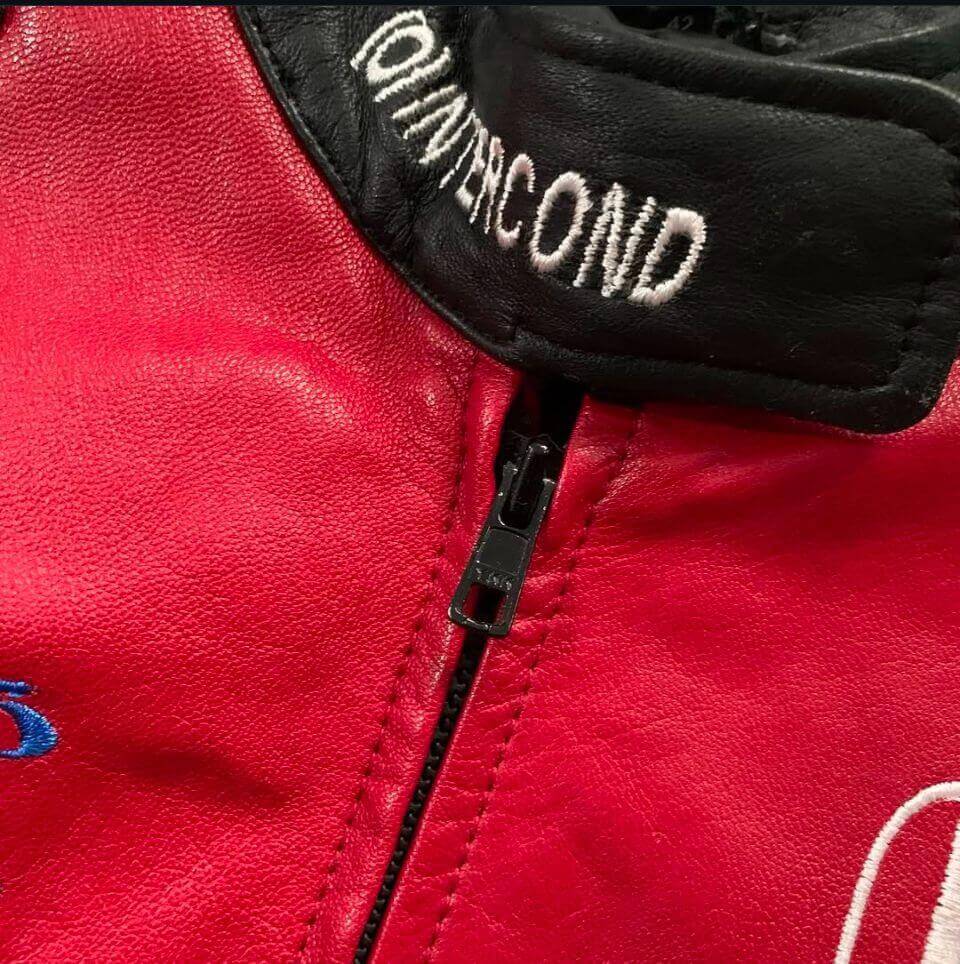 Lucky Strike New Style Vintage Red & Black Racing Cowhide Leather Jacket