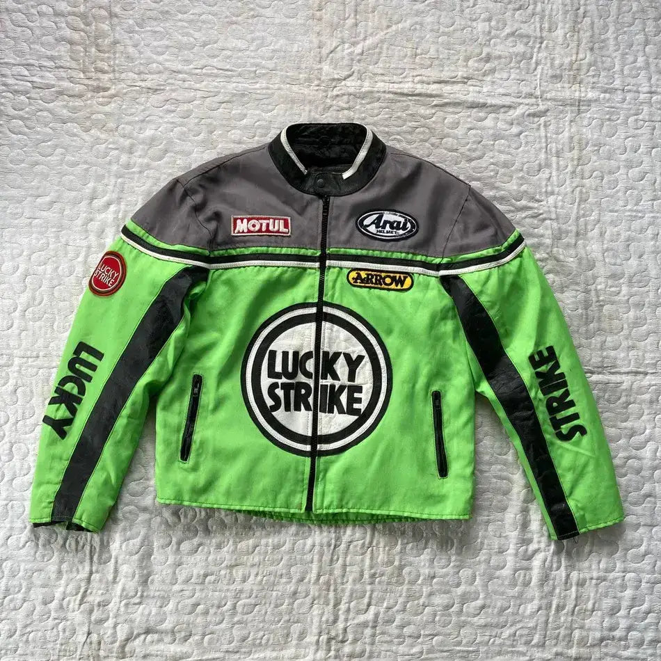 Lucky Strike Racing Green & Grey Polyester Jacket