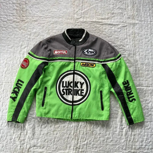 Lucky Strike Racing Green & Grey Polyester Jacket