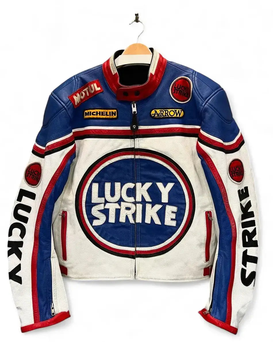 Lucky Strike Racing Moto Leather Biker Jacket