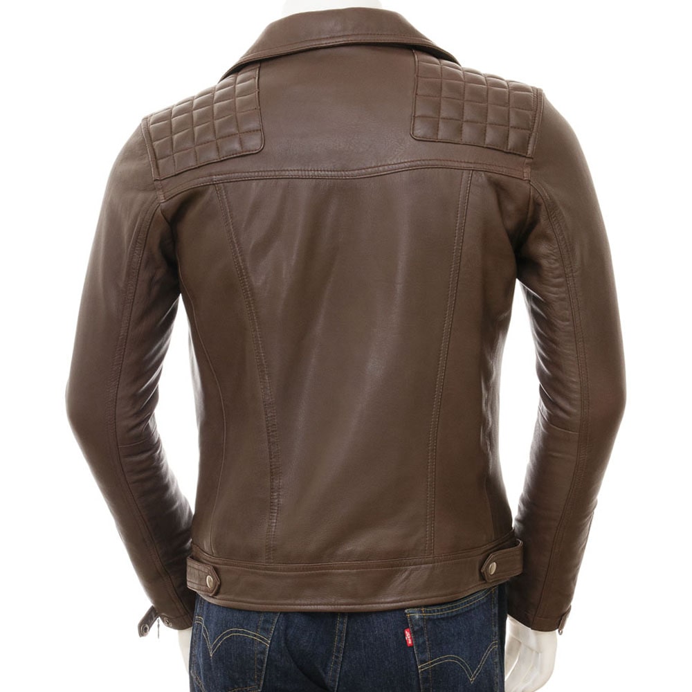 Men Brown Leather Biker Jacket