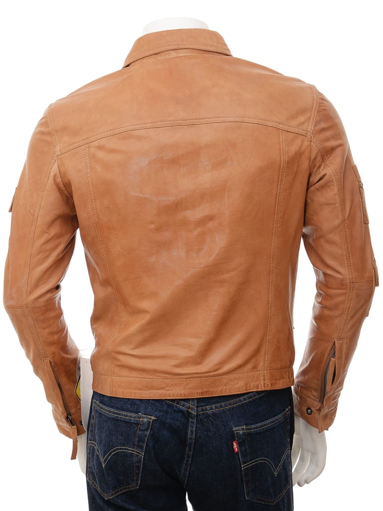 Mens Leather Jacket In Tan