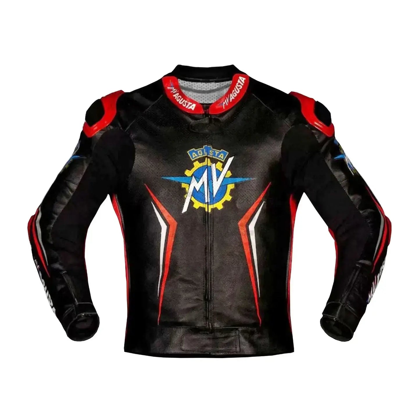 MV Agusta Black Leather Biker Jacket