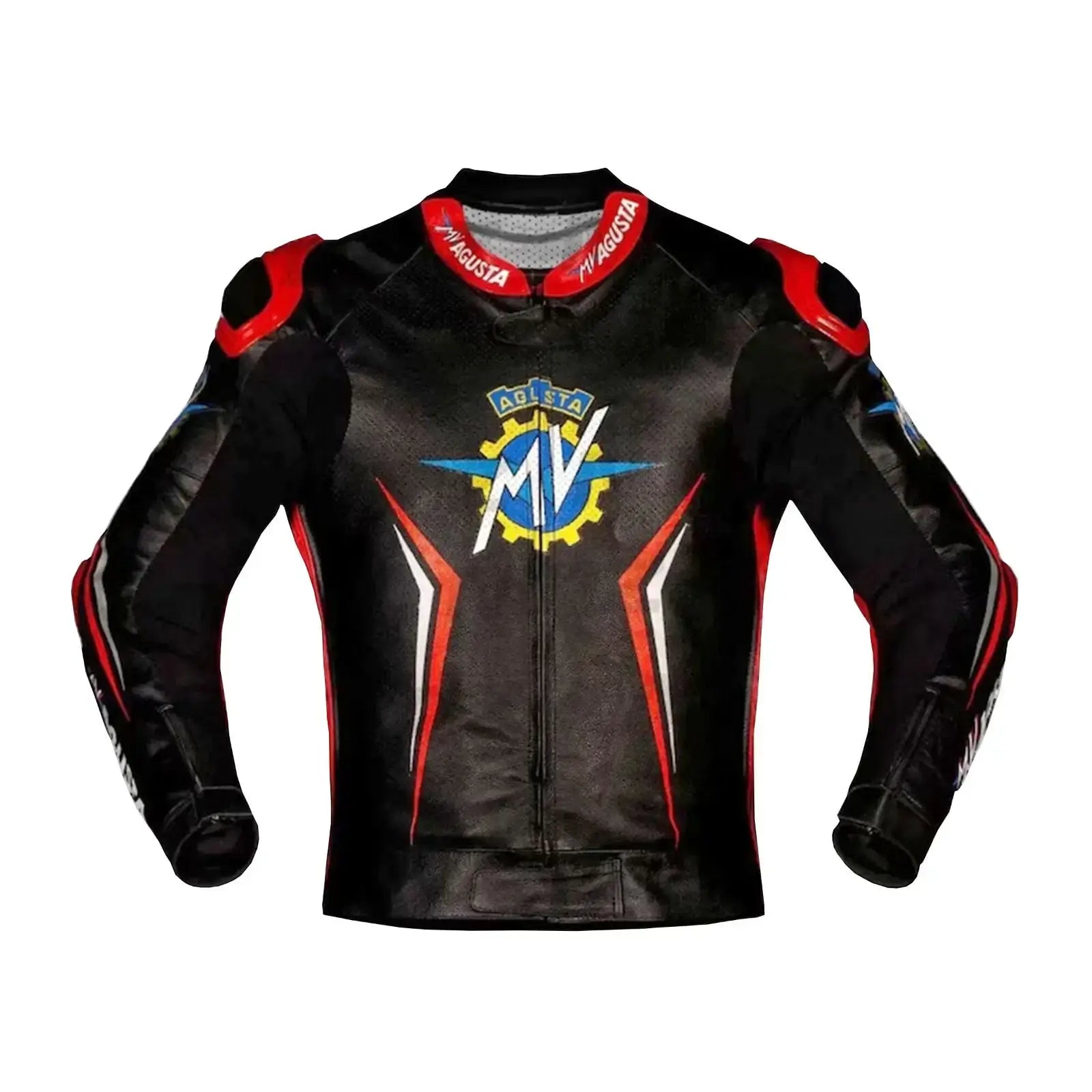 MV Agusta Black Leather Biker Jacket