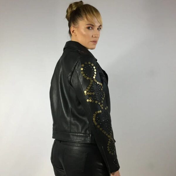 Malacia Sleeve Studded Women Leather Jacket