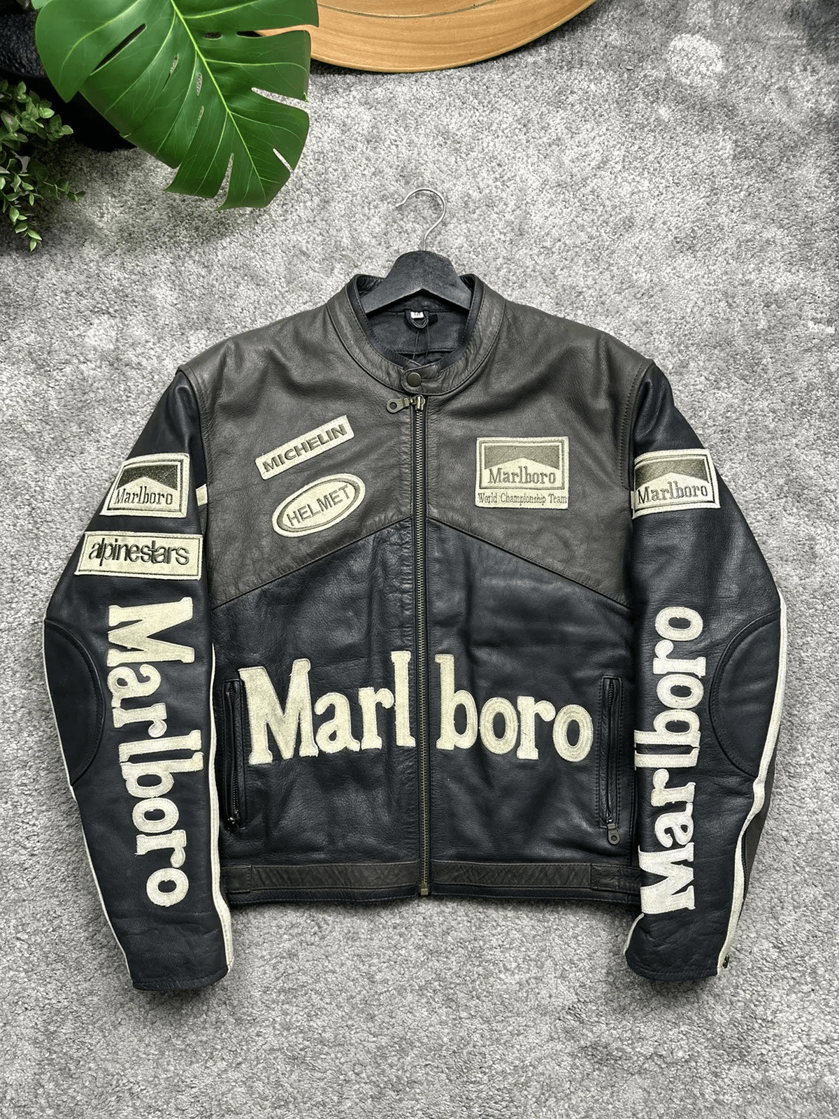Marlboro Black Racing Motorcycle Leather Jacket