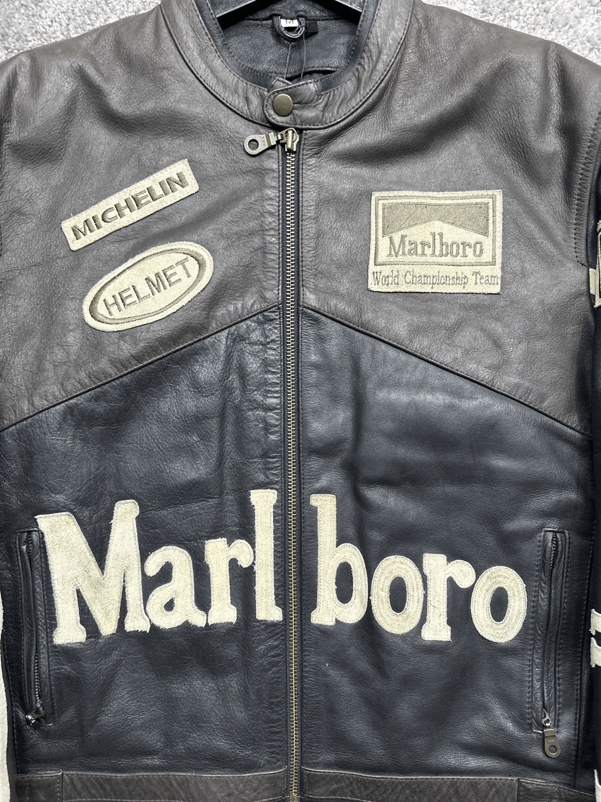 Marlboro Black Racing Motorcycle Leather Jacket