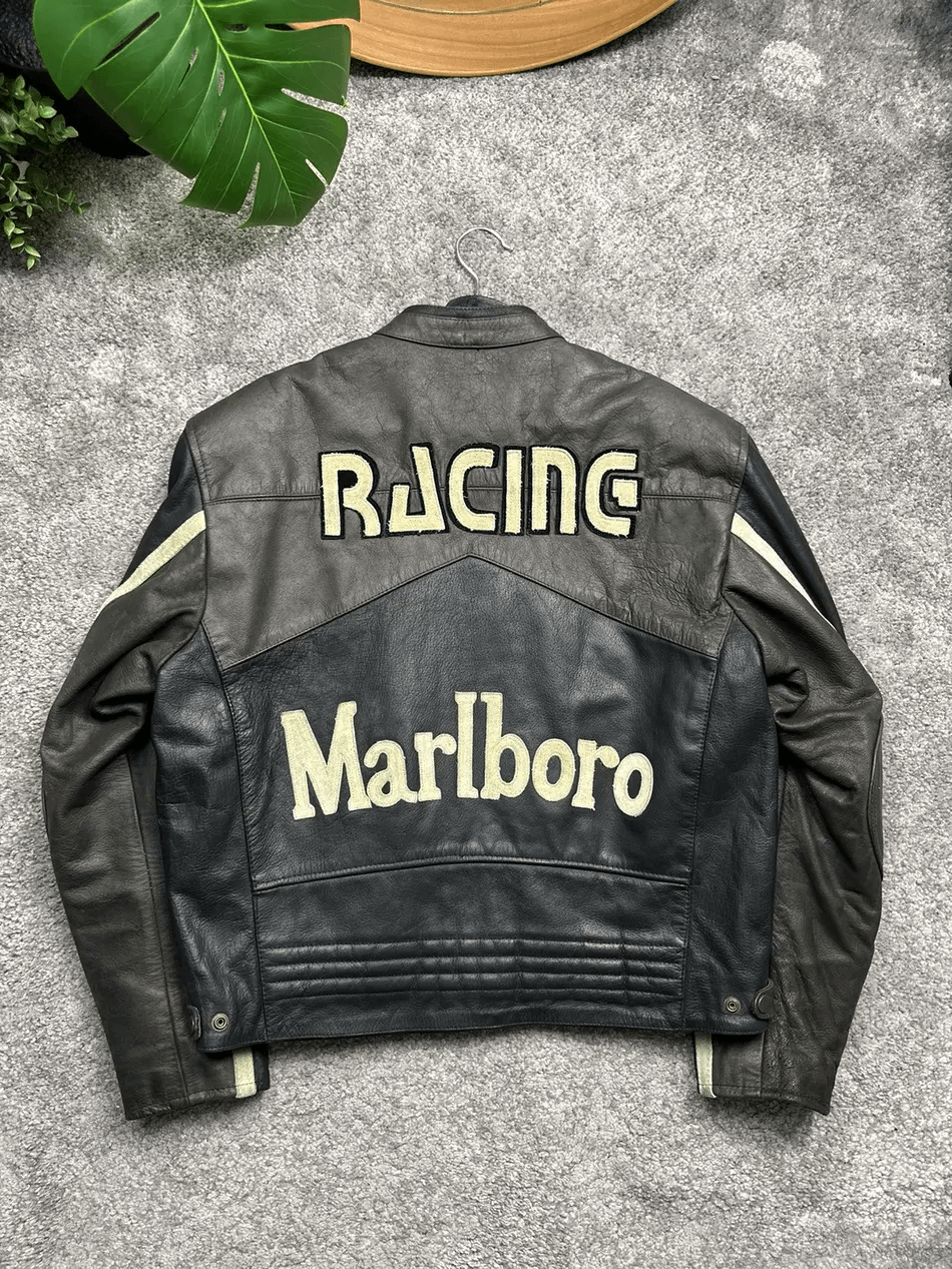 Marlboro Black Racing Motorcycle Leather Jacket