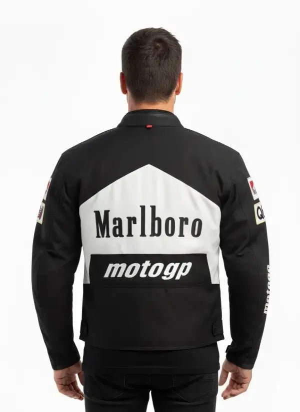 Marlboro Racing Black MotoGP Leather Motorcycle Jacket