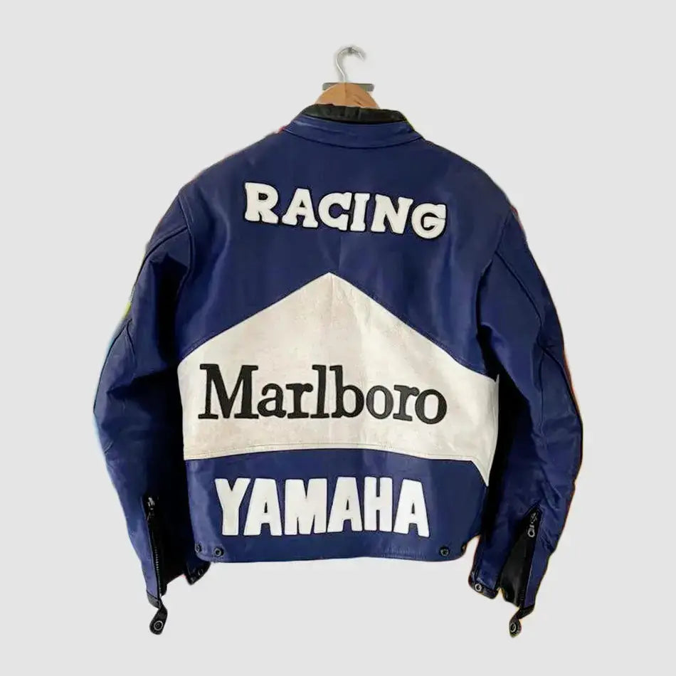 Marlboro Racing Blue & White Motorcycle Leather Jacket
