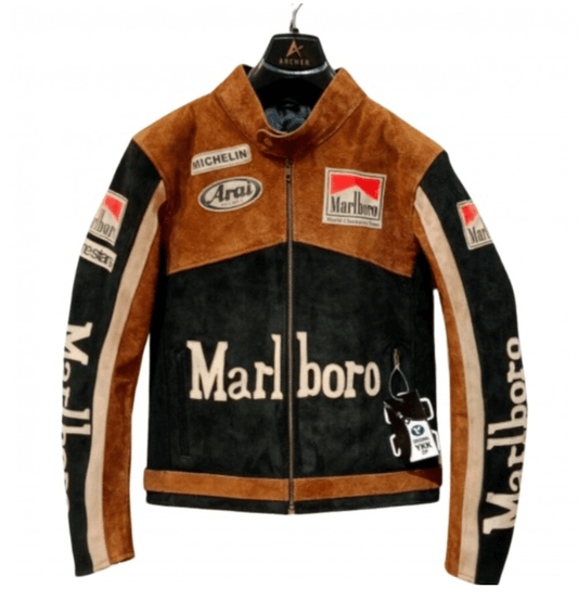 Marlboro Racing Vintage Suede Leather Motorcycle Biker Jacket