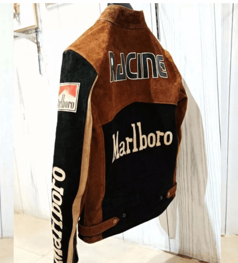 Marlboro Racing Vintage Suede Leather Motorcycle Biker Jacket