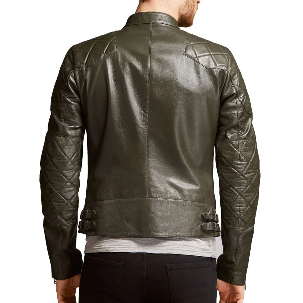 Men Vintage Waxed Biker Fashion Leather Jacket
