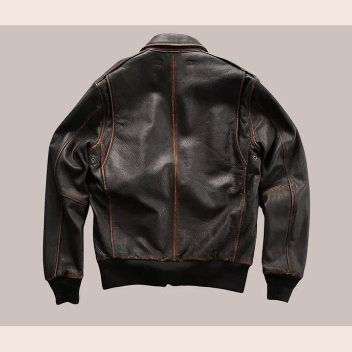 Buy Best Fashion Men's Vintage Lambskin A2 Brown Leather Shearling Bomber Jacket