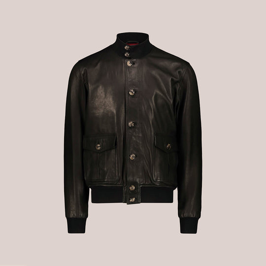 Buy Best fashion Men Vintage Black A-1 Flight Lambskin Leather Bomber Jacket