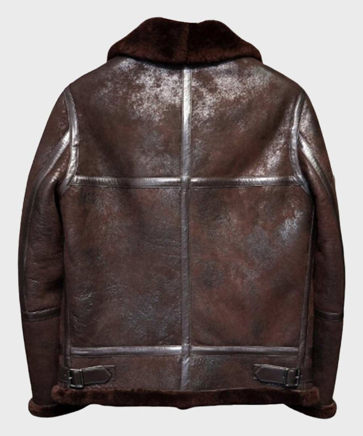 Men’s Brown Distressed B3 Shearling Leather Jacket