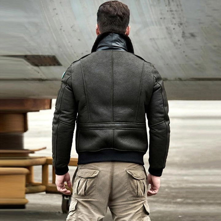 Buy Best Fashion Men's B3 RAF Aviator Sheepskin Shearling Leather Bomber Jacket