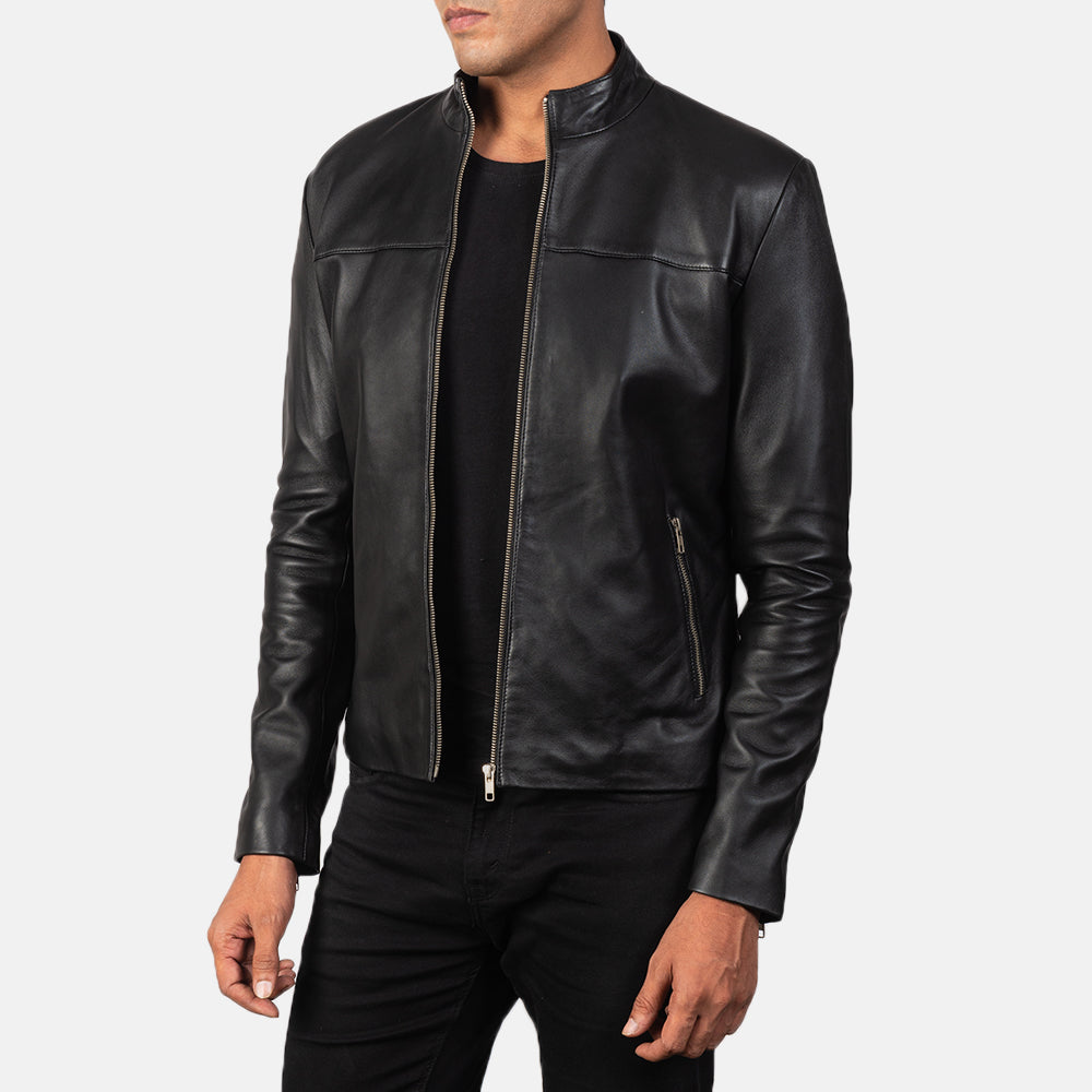 Buy Best Classic Looking Fashion Adornica Black Leather Biker Jacket