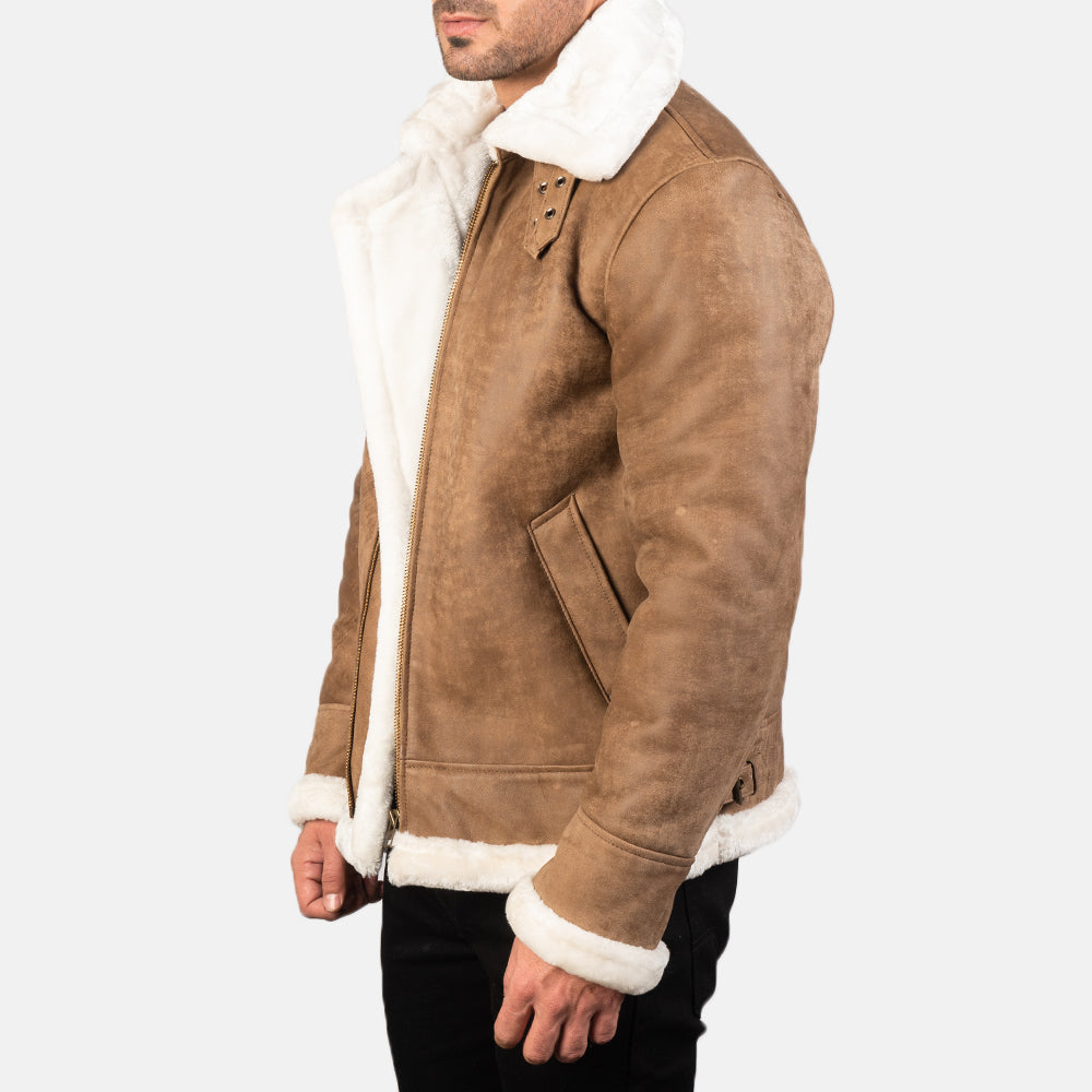 Buy Best Francis B-3 Distressed Brown Leather Bomber Jacket