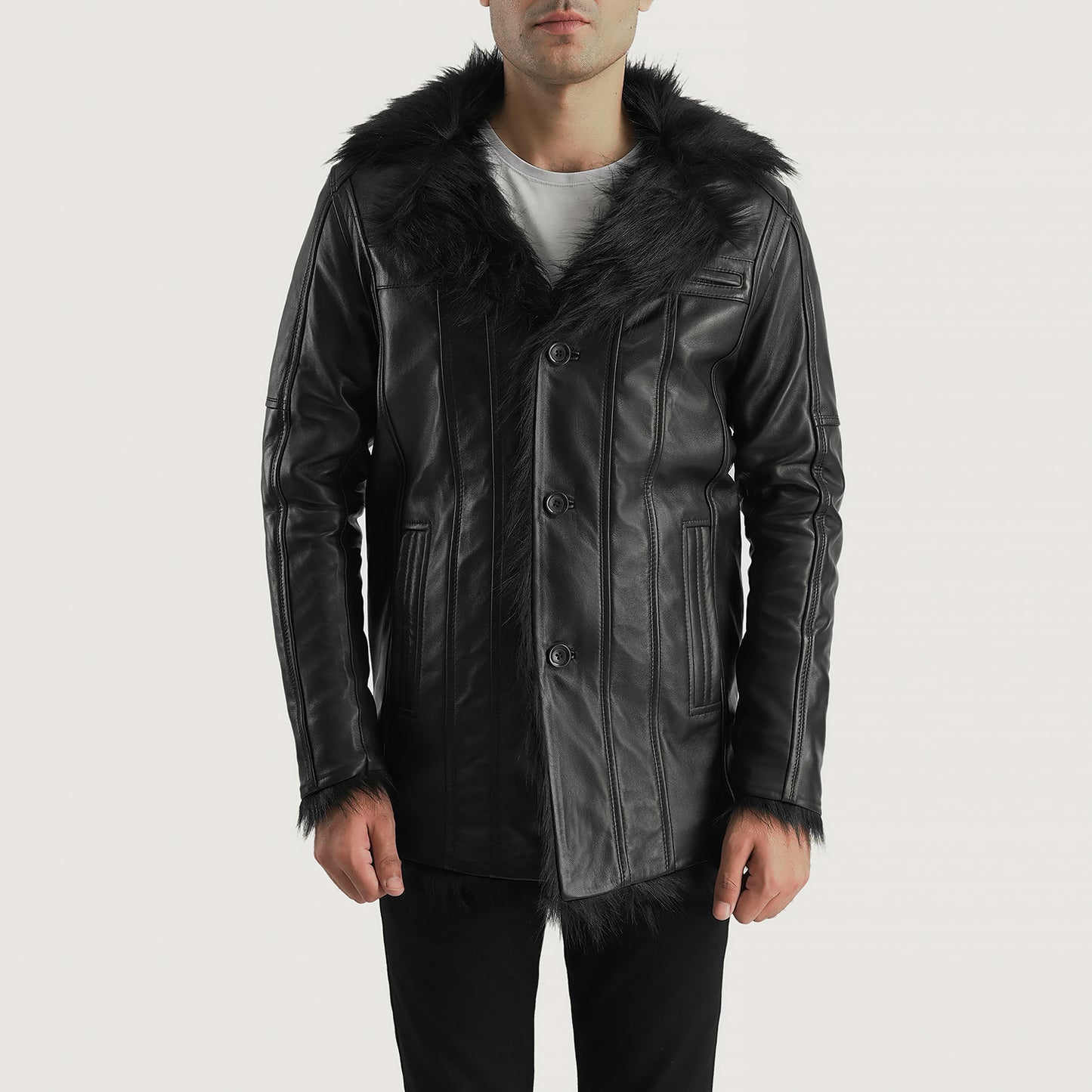 Buy BestFurcliff Black Leather Coat