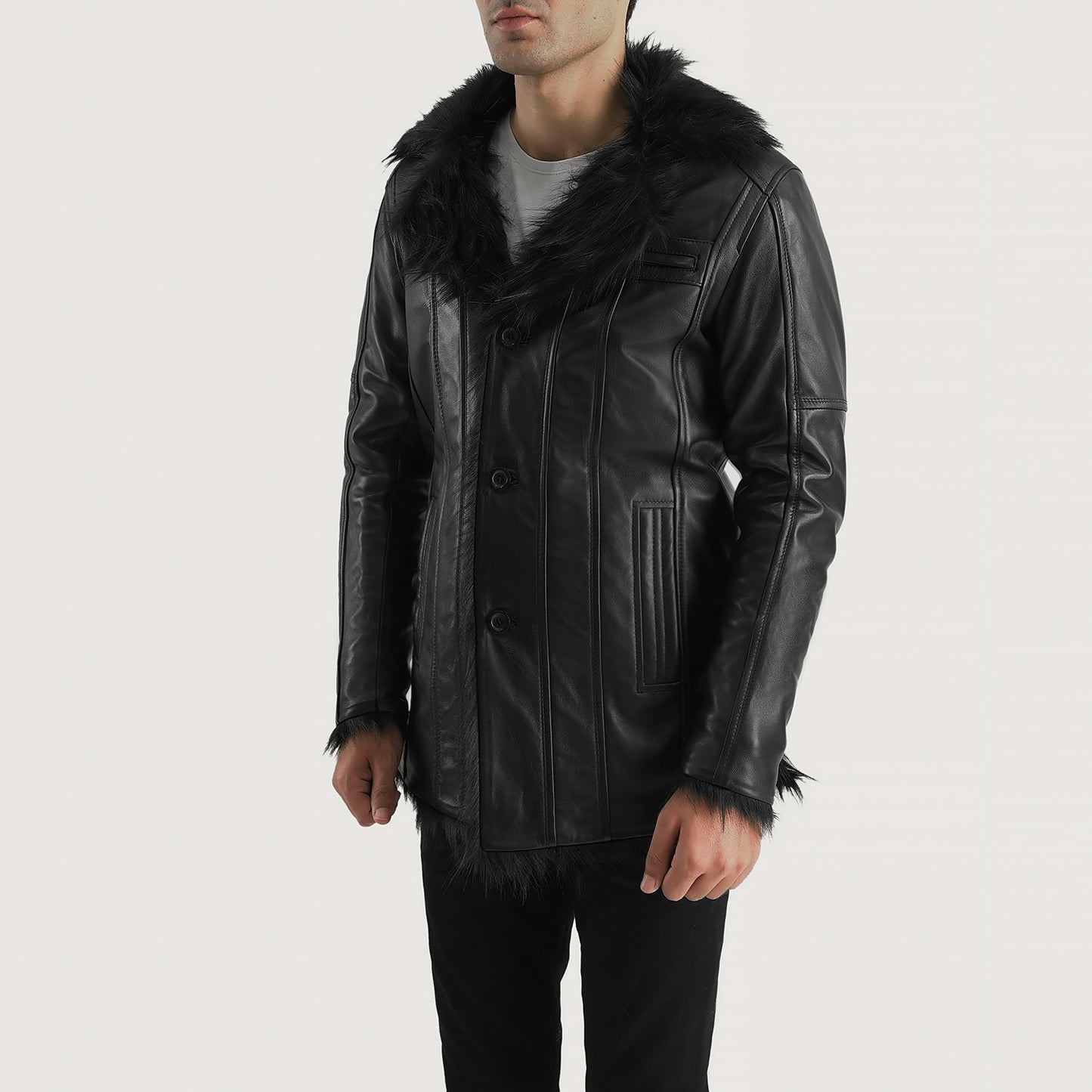 Buy BestFurcliff Black Leather Coat